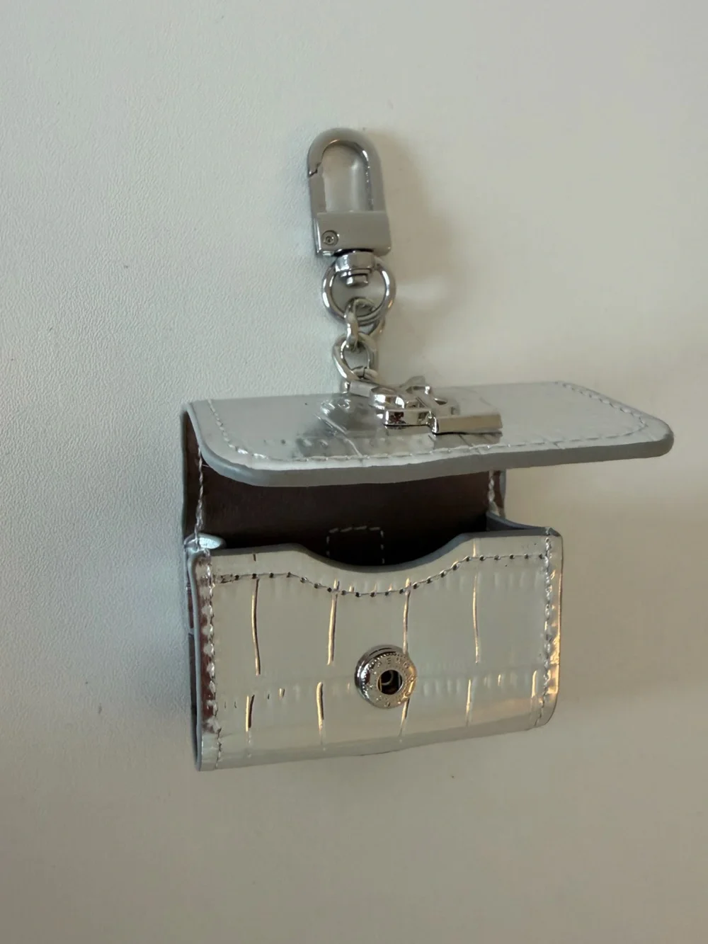 YSL  monogram AirPod case silver
